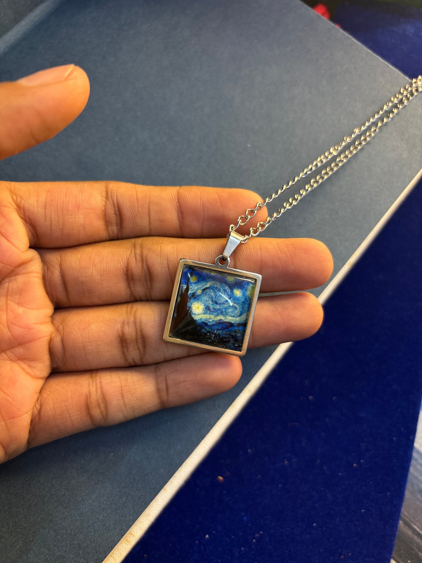 Starry night glow in dark pendant