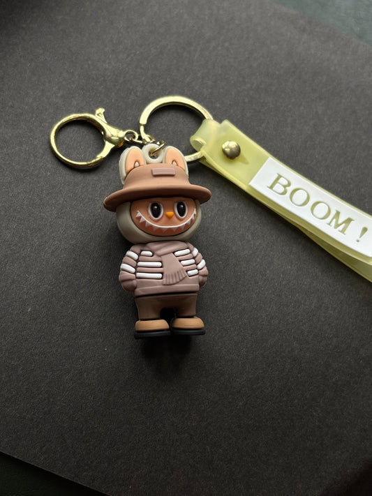 Labubu brown silicon keychain
