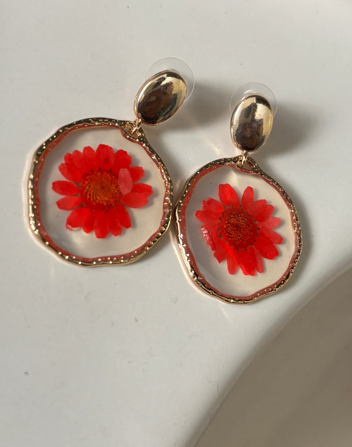 Red Daisy Earrings