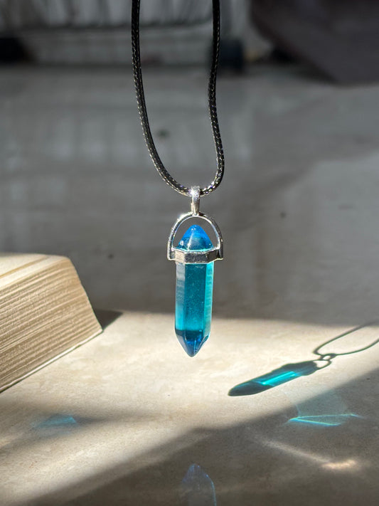 Resin blue Crystal pendant with thread