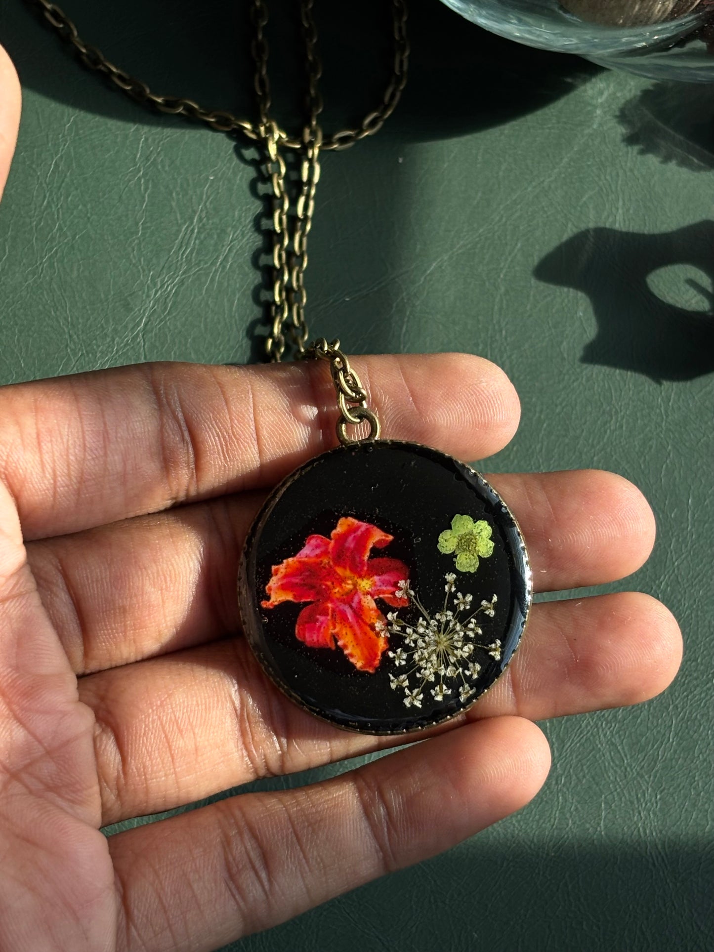 Anne Lace Real Flower Pendant