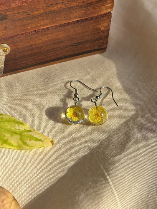 Yellow Plum Real Flower Earrings