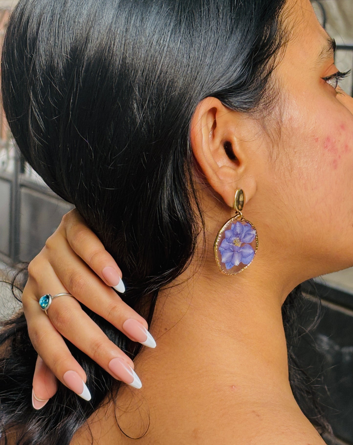 Delphinium Flower Earrings