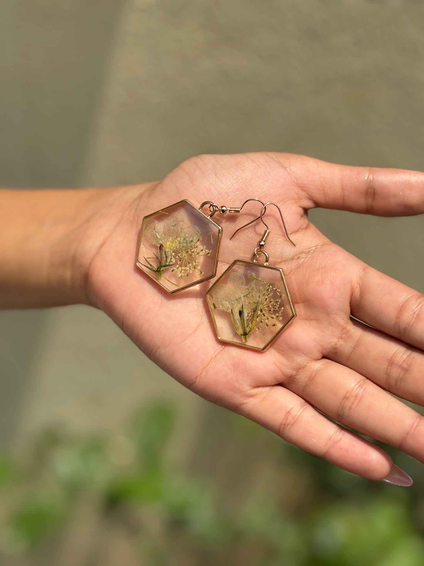 Golden Hexa Lace Earrings