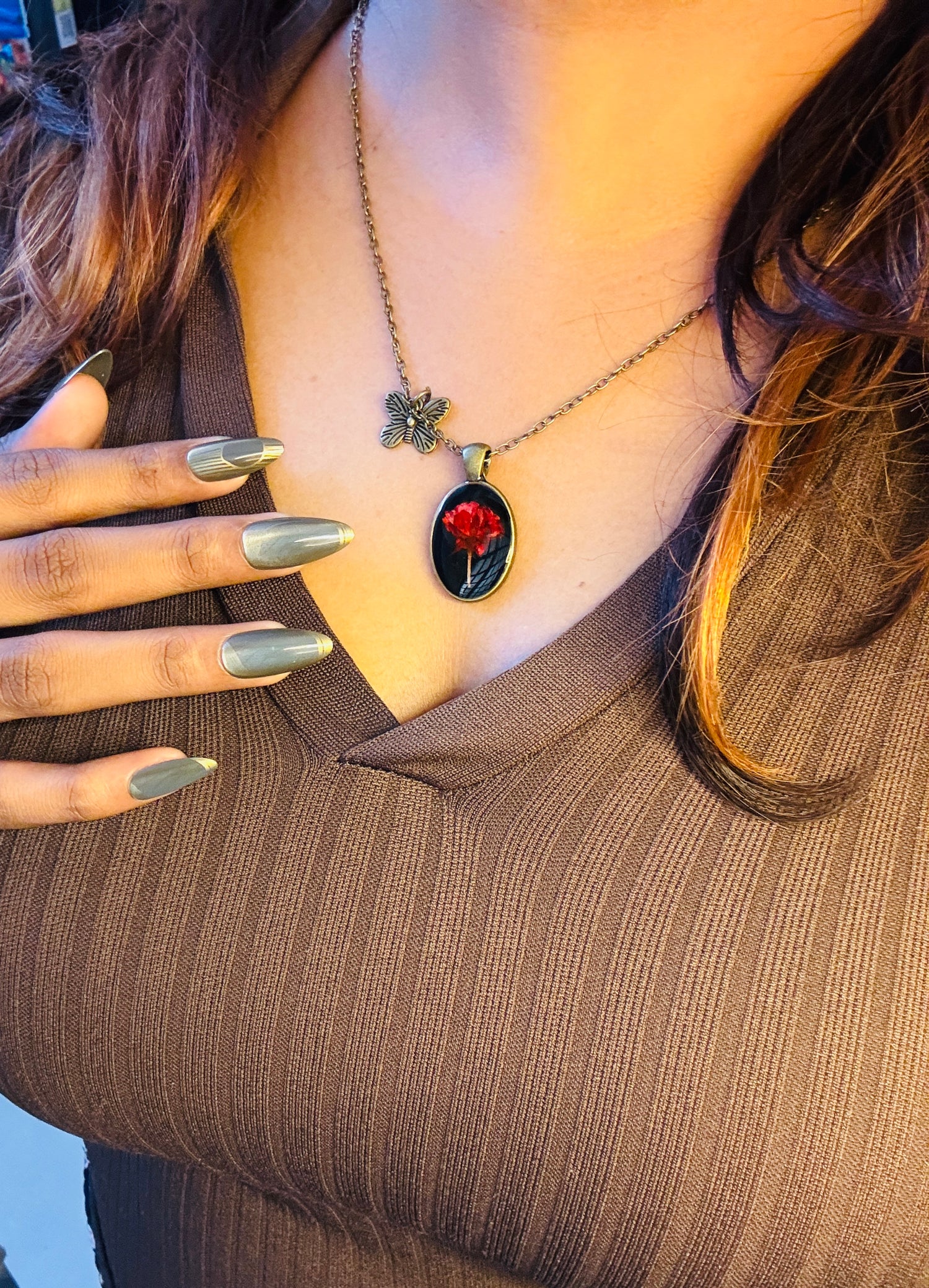 Rose & Butterfly Neckpiece