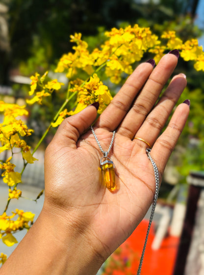 Yellow Crystal pendant With Chain