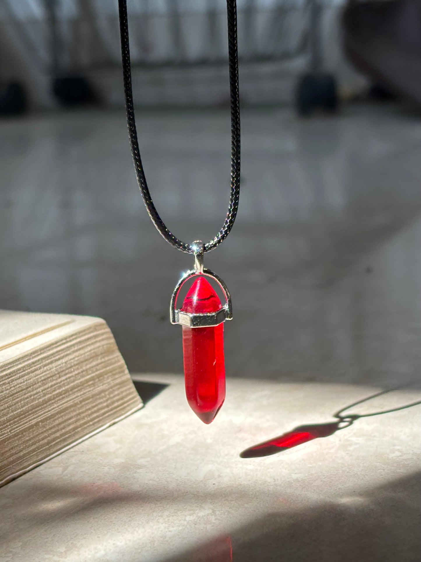 Red Crystal pendant with Thread
