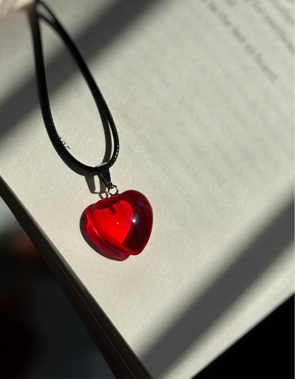Red Heart pendent with black Thread