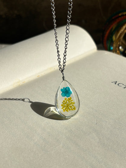 Real Flower Teardrop Pendant