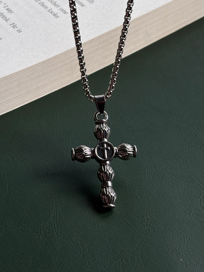 Cylindrical Cross pendant with chain