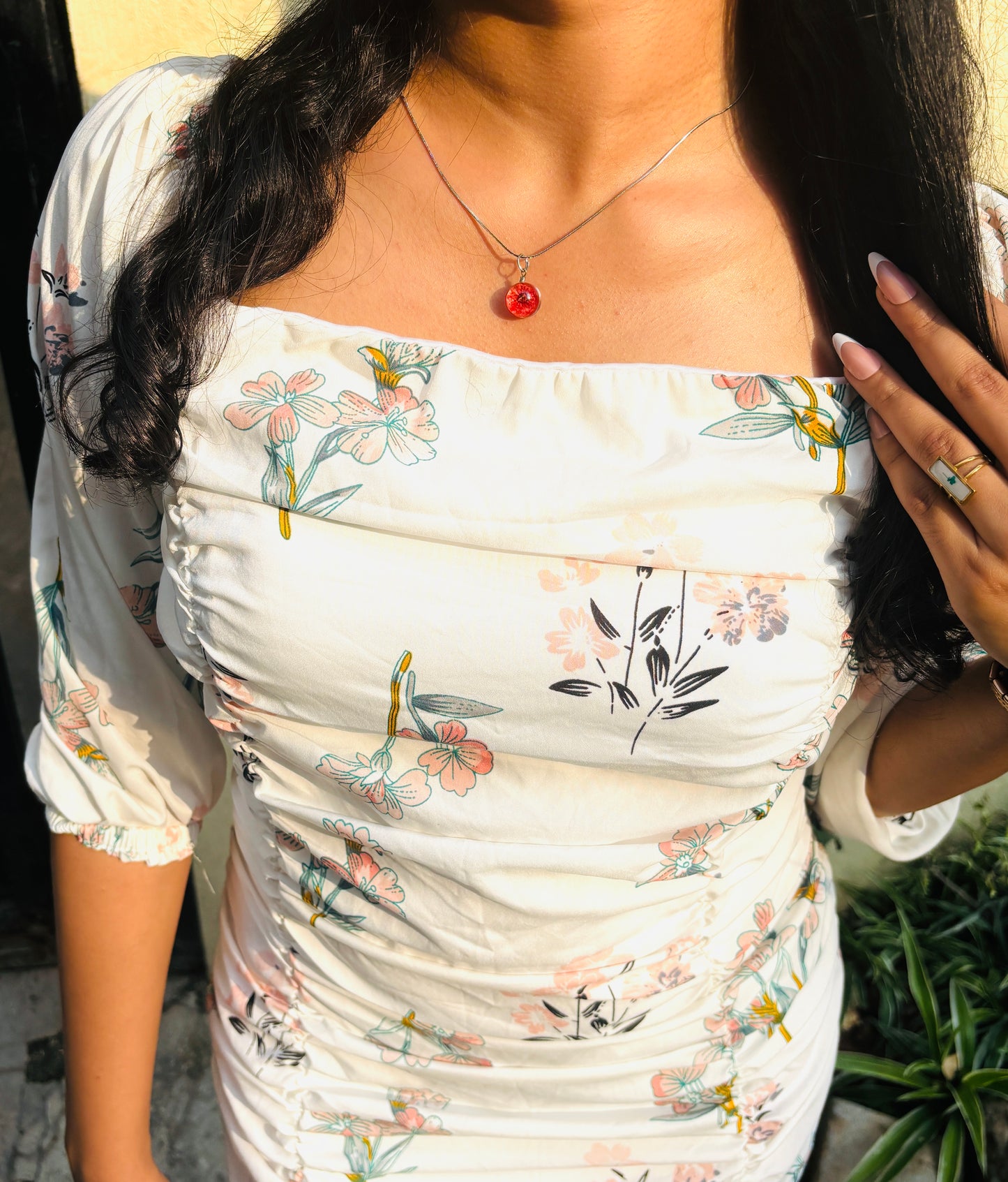 Red Plum Flower Pendant