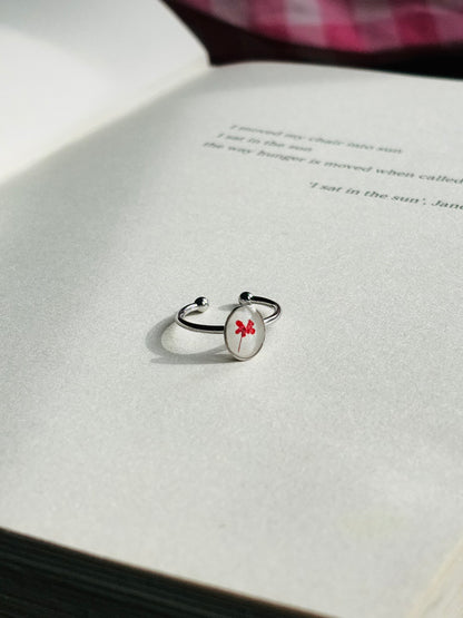 Red Flower oval shape Ring