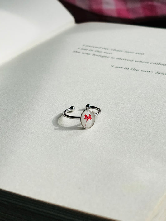 Red Flower oval shape Ring
