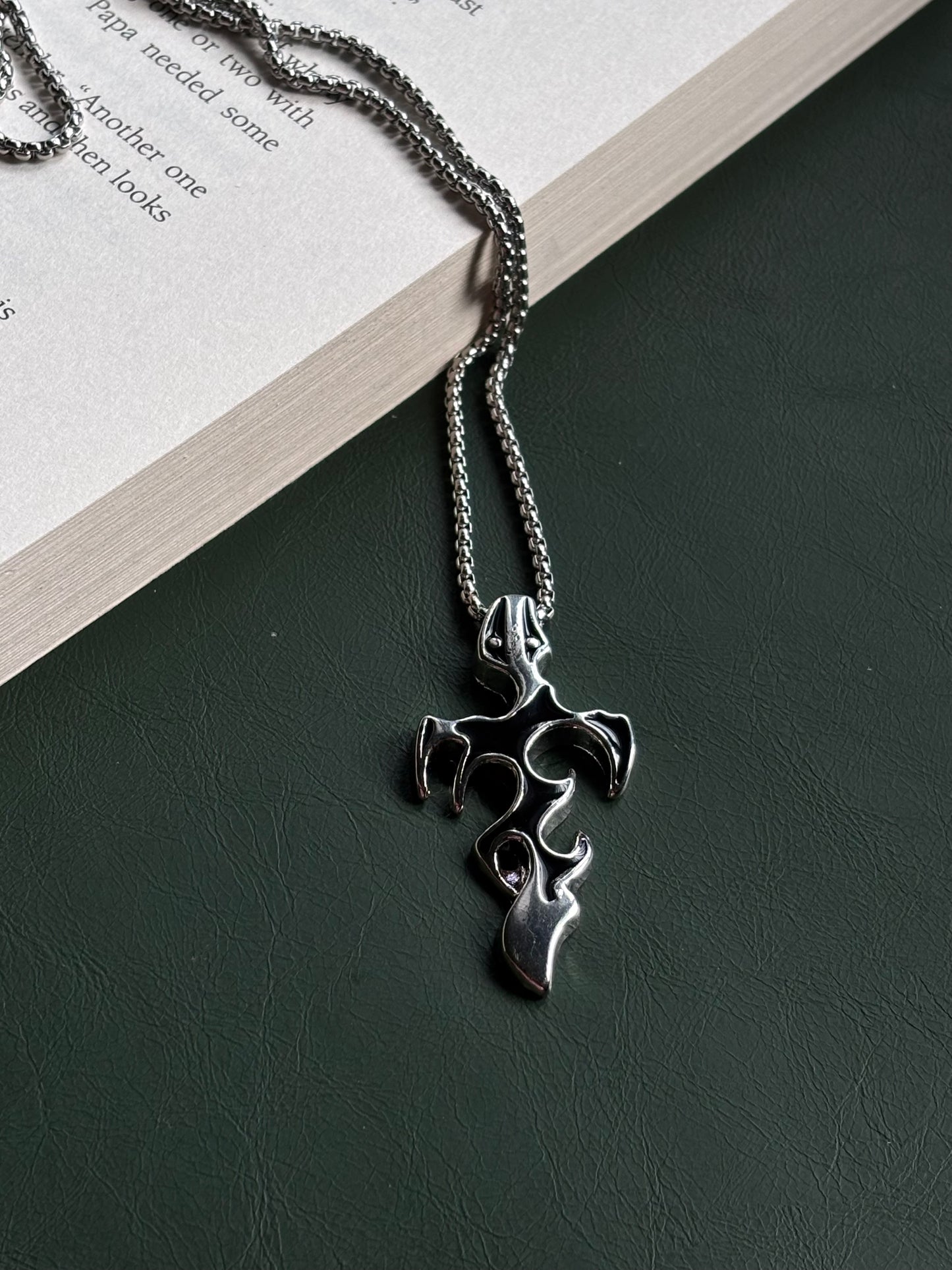 Flame Cross pendent with Stainless steel Chain