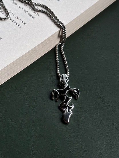 Flame Cross pendent with Stainless steel Chain