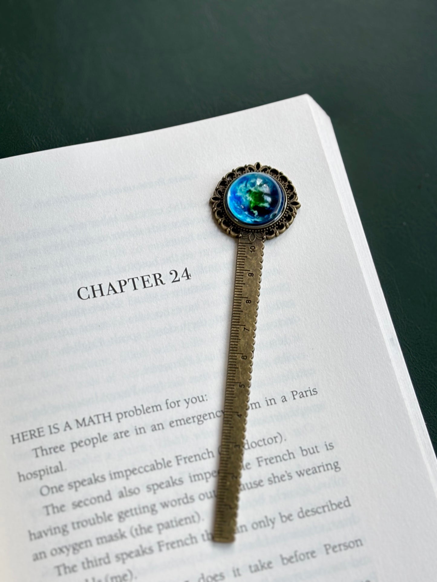 Vintage Ruler Bookmark with Glow in dark Earth