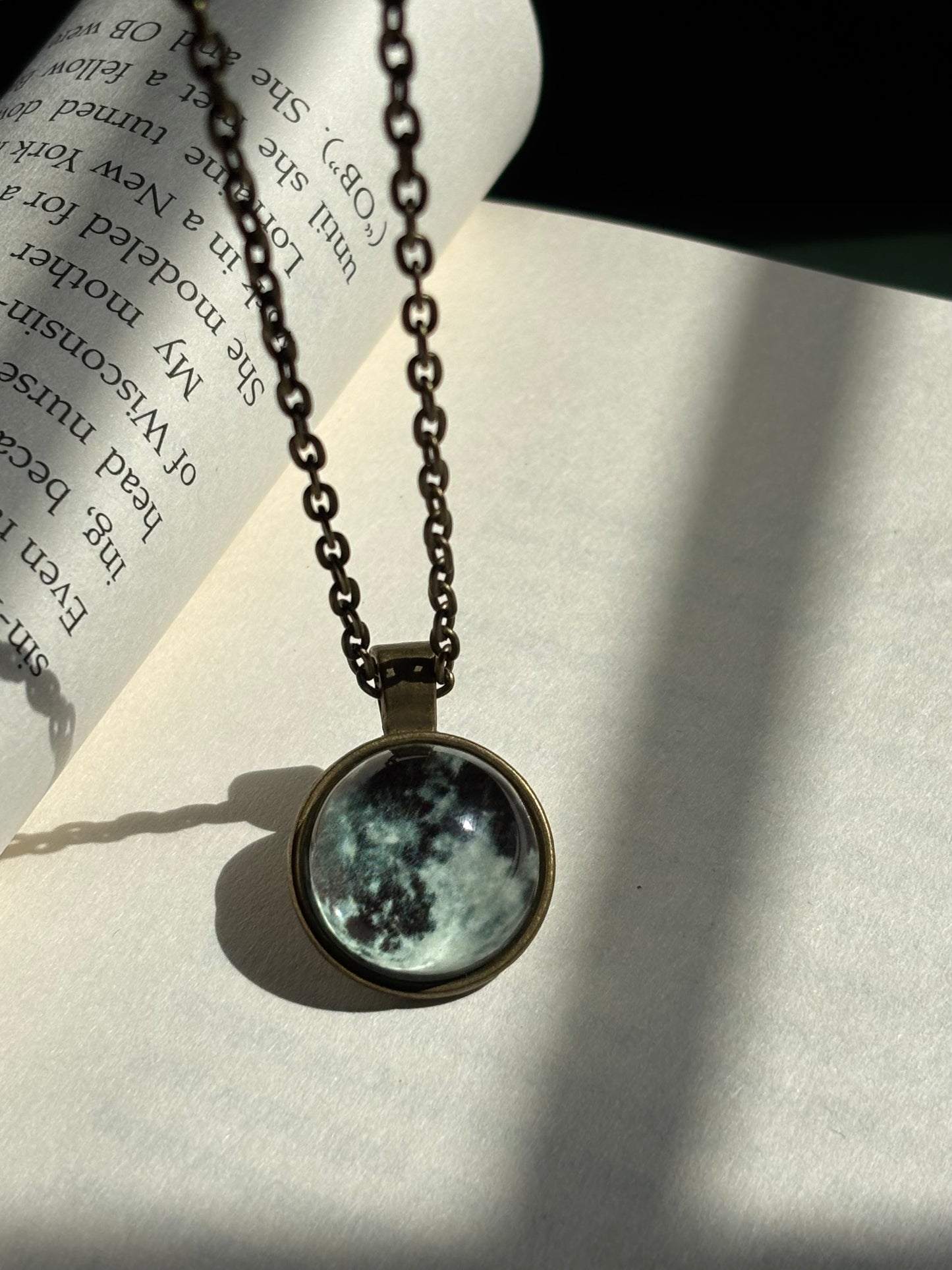 Glow in dark Moon with Vintage Chain