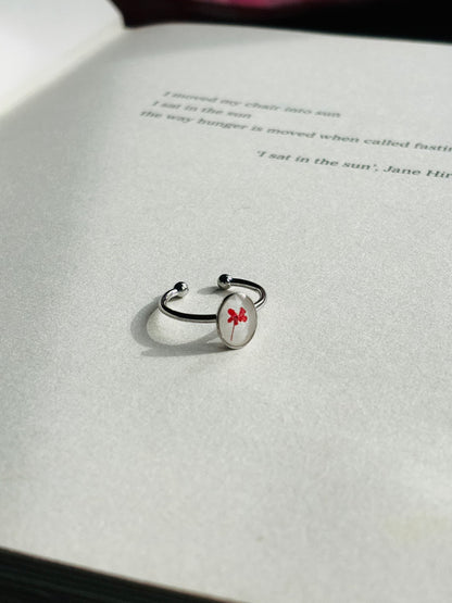 Red Flower oval shape Ring