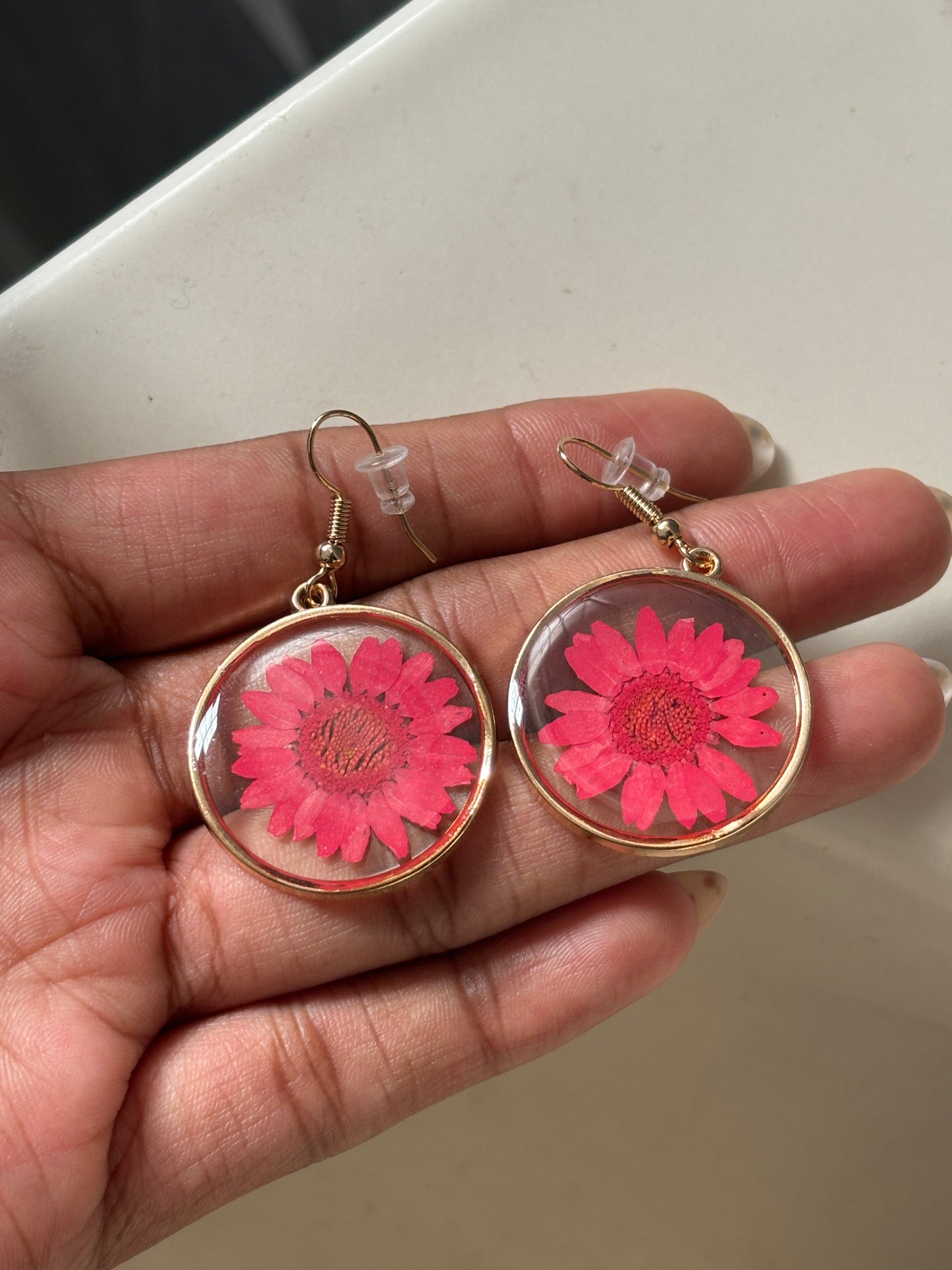 Red Daisy Earrings