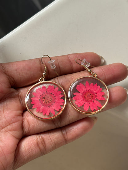 Red Daisy Earrings