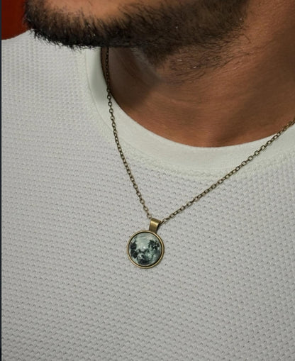 Glow in dark Moon with Vintage Chain