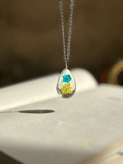 Real Flower Teardrop Pendant