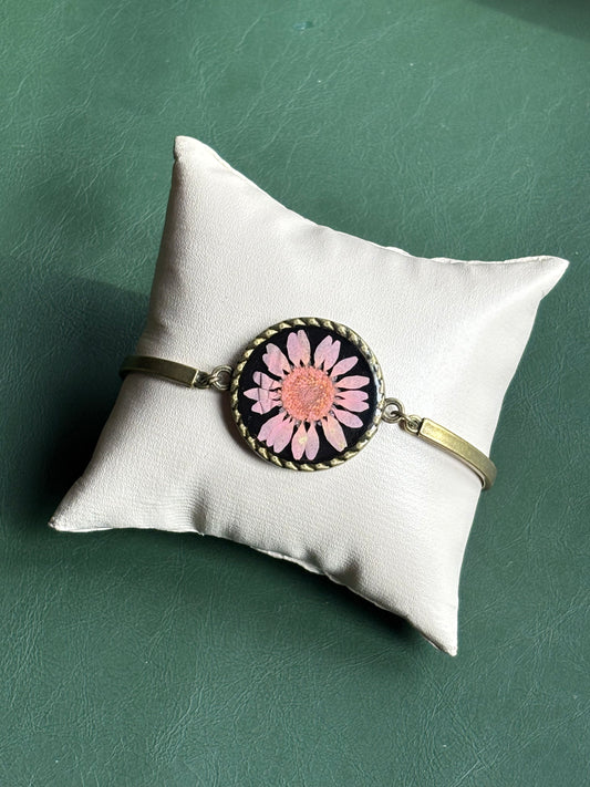 Pink Daisy Flower Antique Bracelet