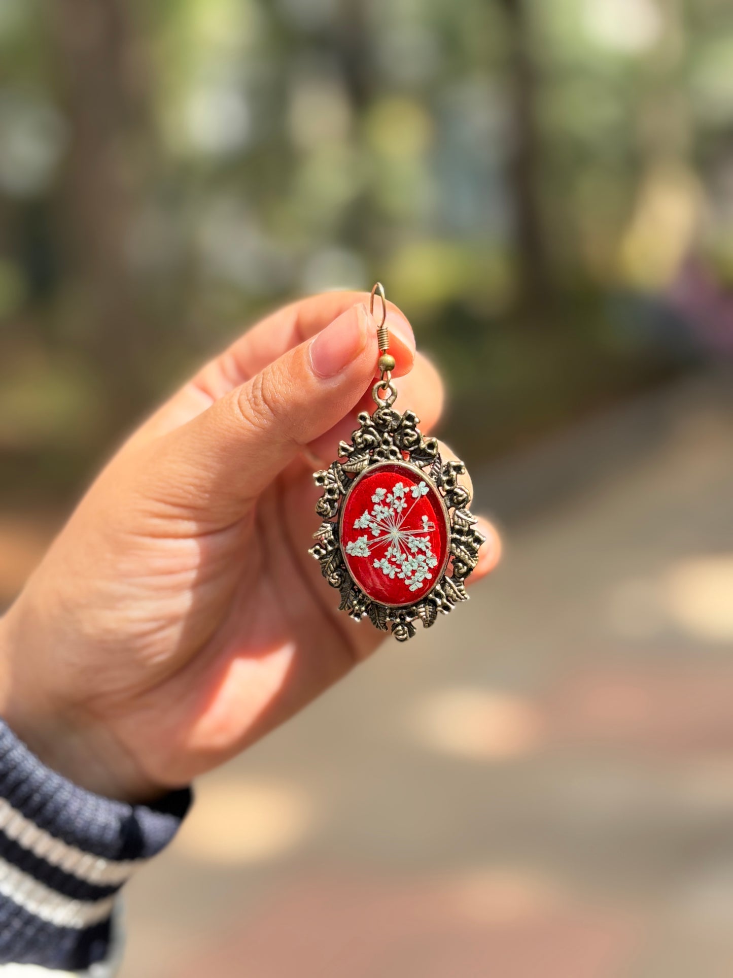 Ruby Red Floral Earrings