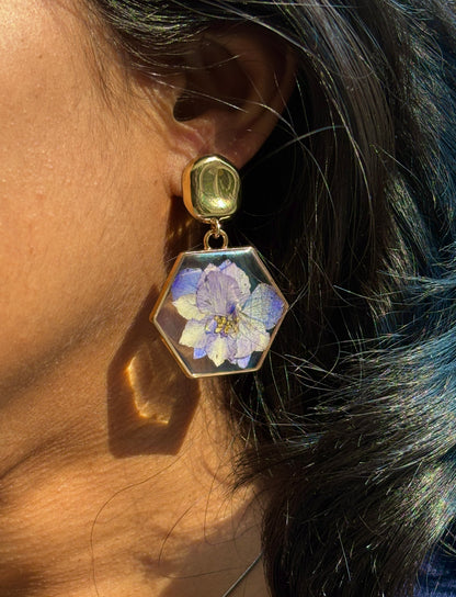 Purple delphinium Earrings