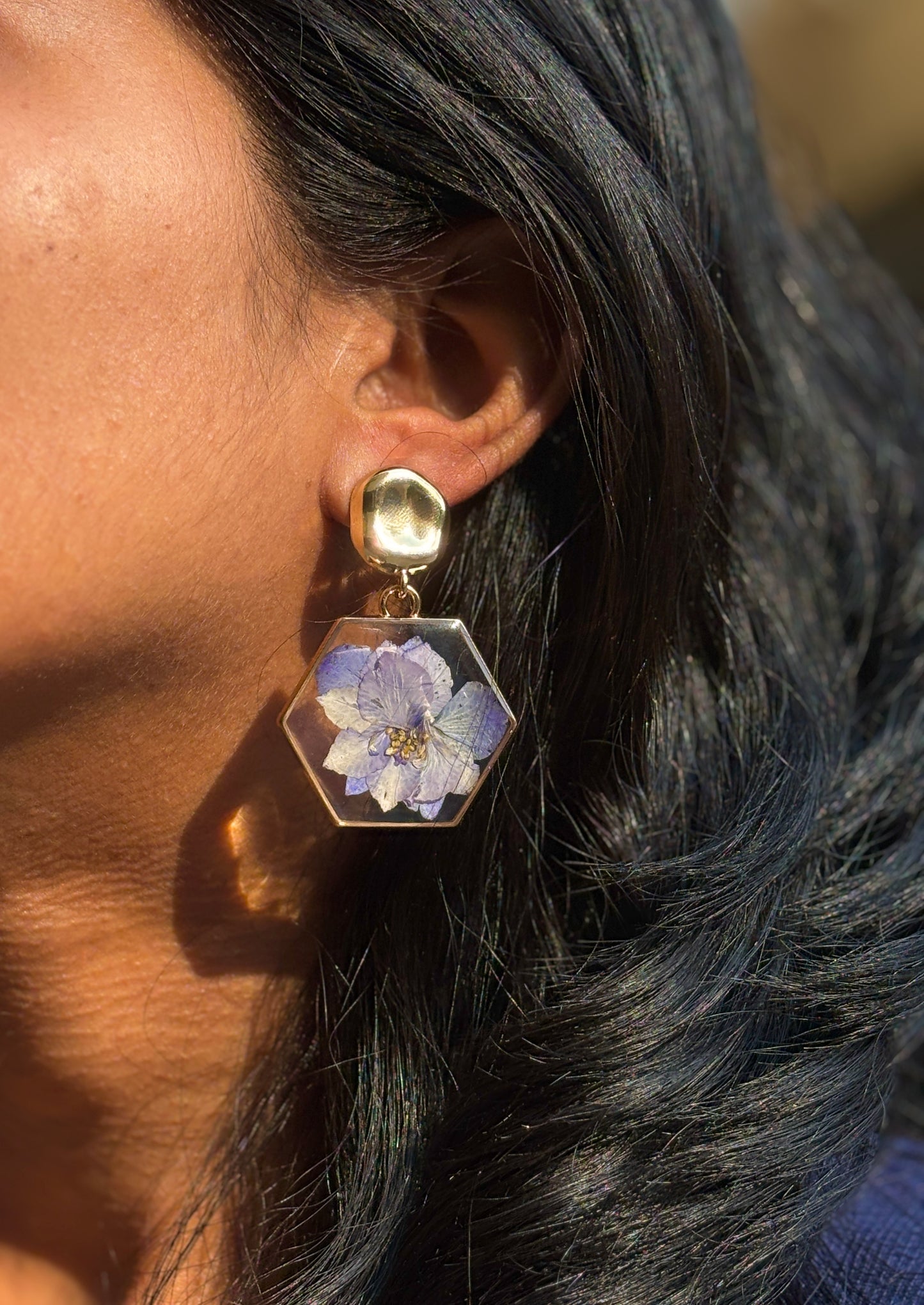 Purple delphinium Earrings