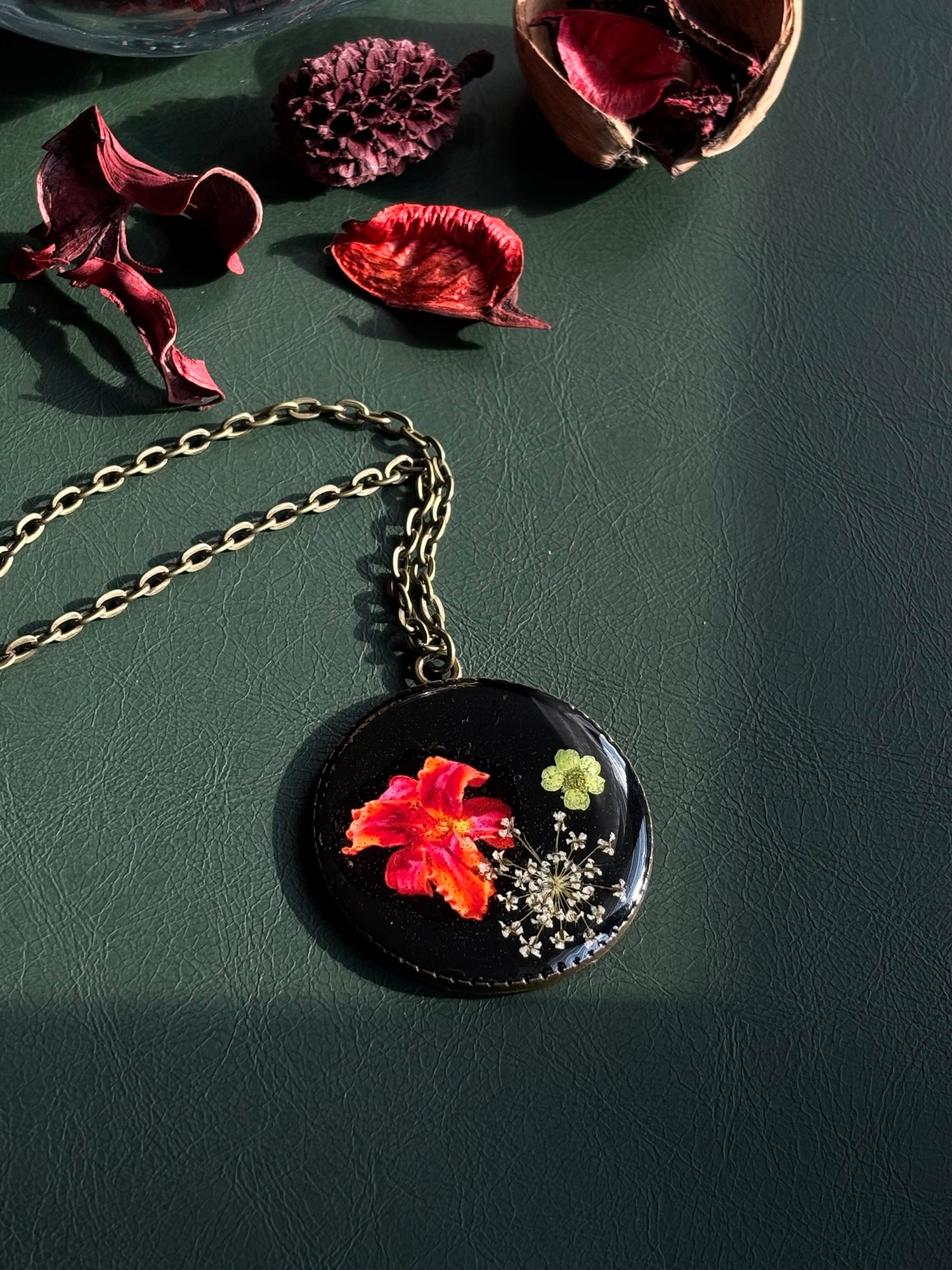 Anne Lace Real Flower Pendant