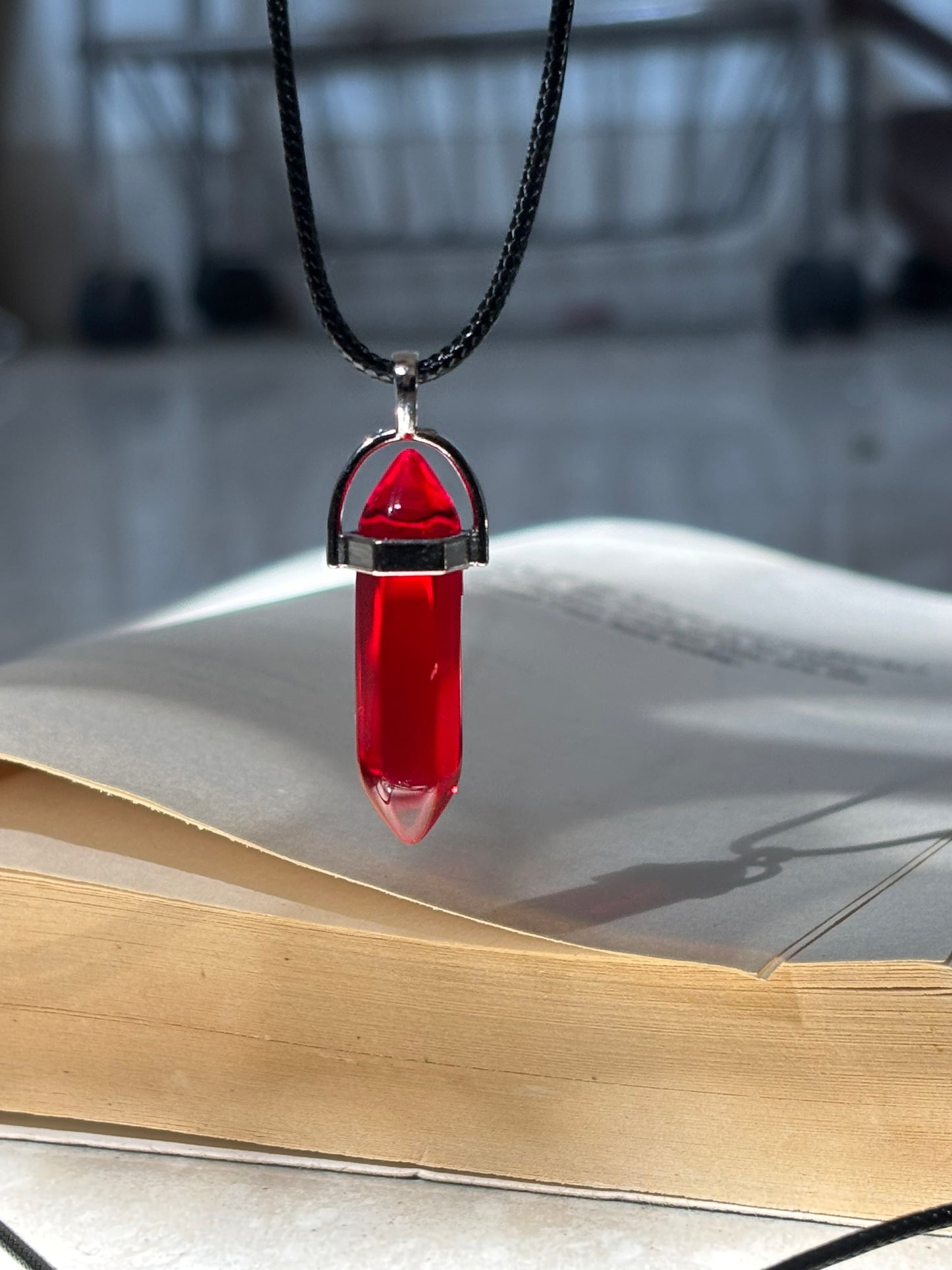 Red Crystal pendant with Thread