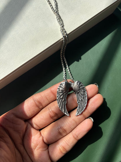 Angel wings chain with stainless steel chain