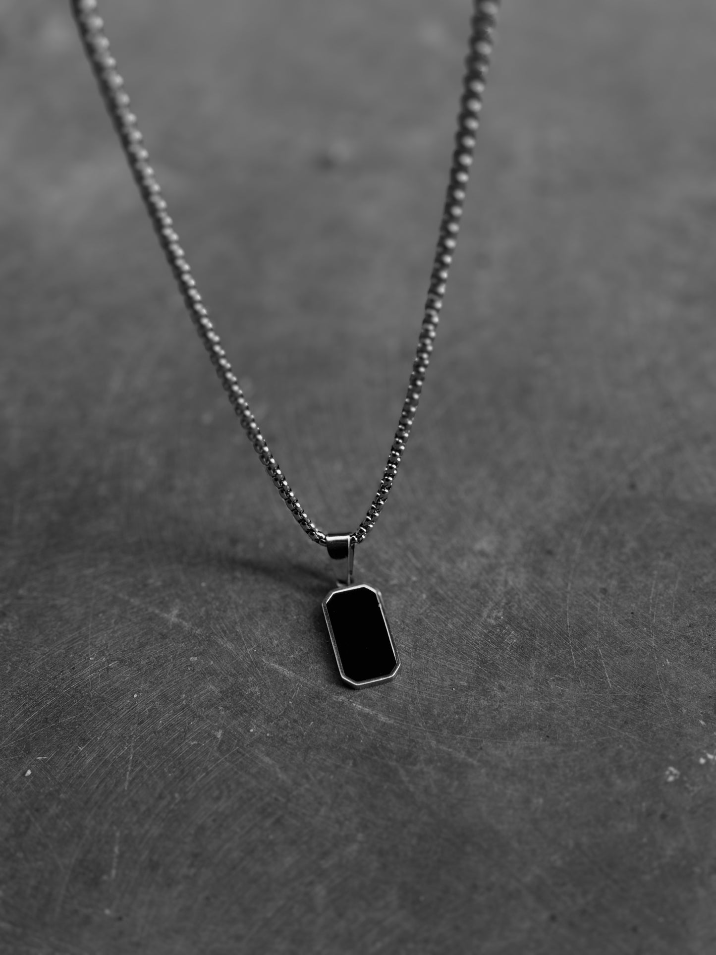 Black Minimalist Pendant Necklace for Men
