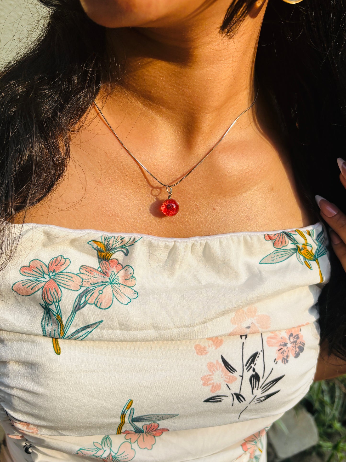 Red Plum Flower Pendant