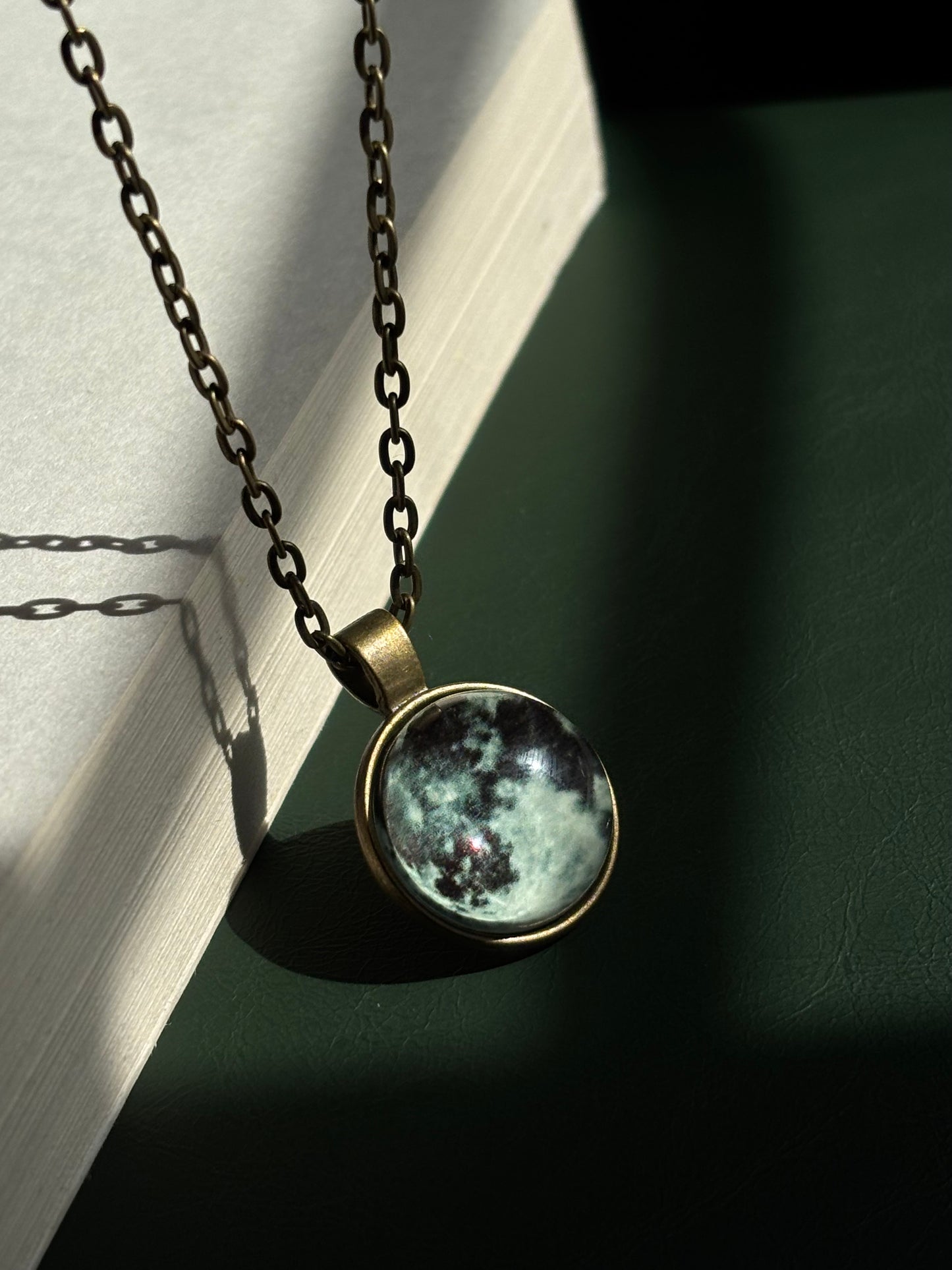 Glow in dark Moon with Vintage Chain
