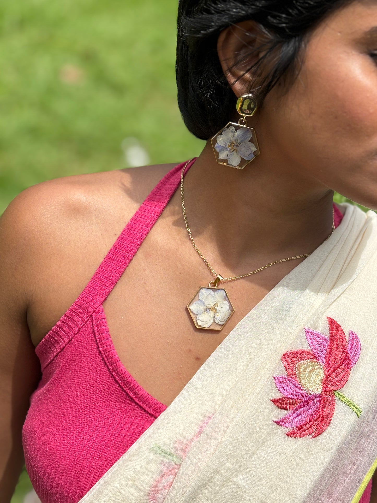 Blossom Real Flower Jewellery Set