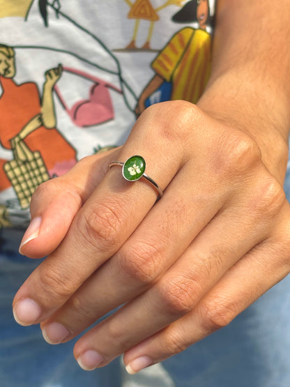 Anne lace white Flower Oval Ring