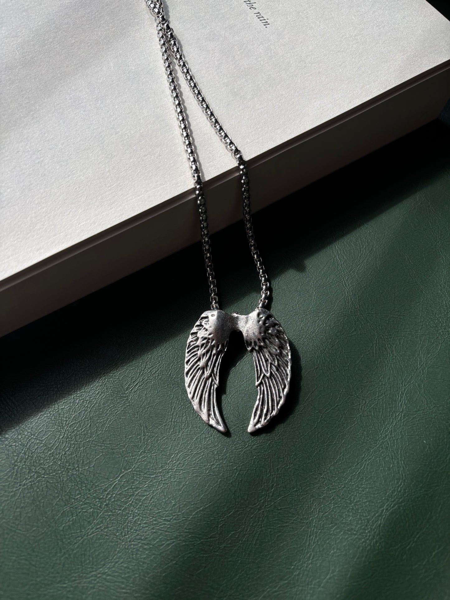Angel wings chain with stainless steel chain
