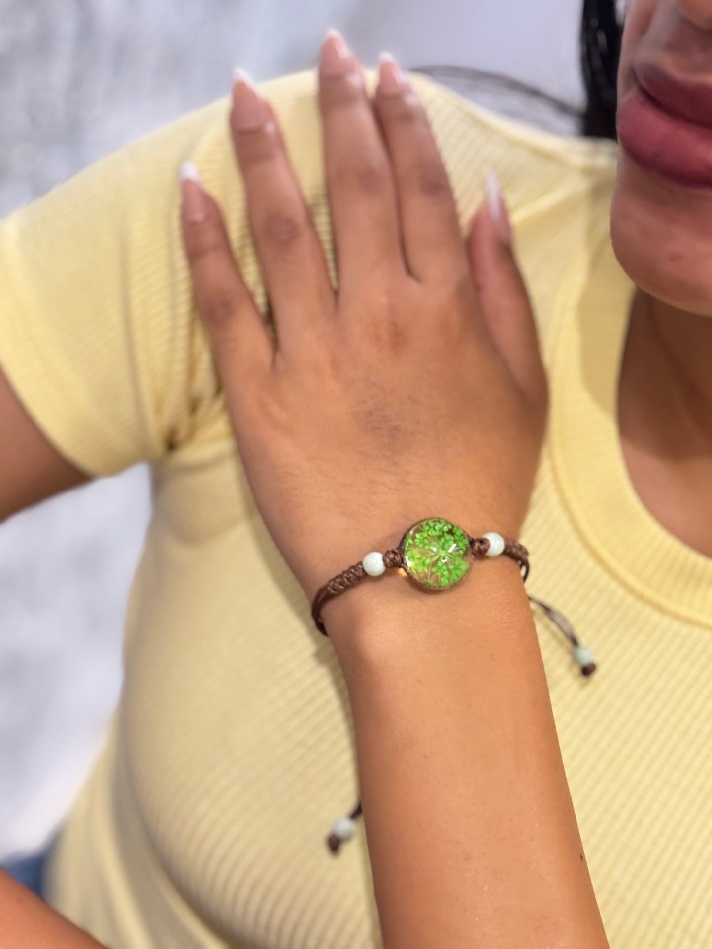 Green Anne Lace Flower Bracelet