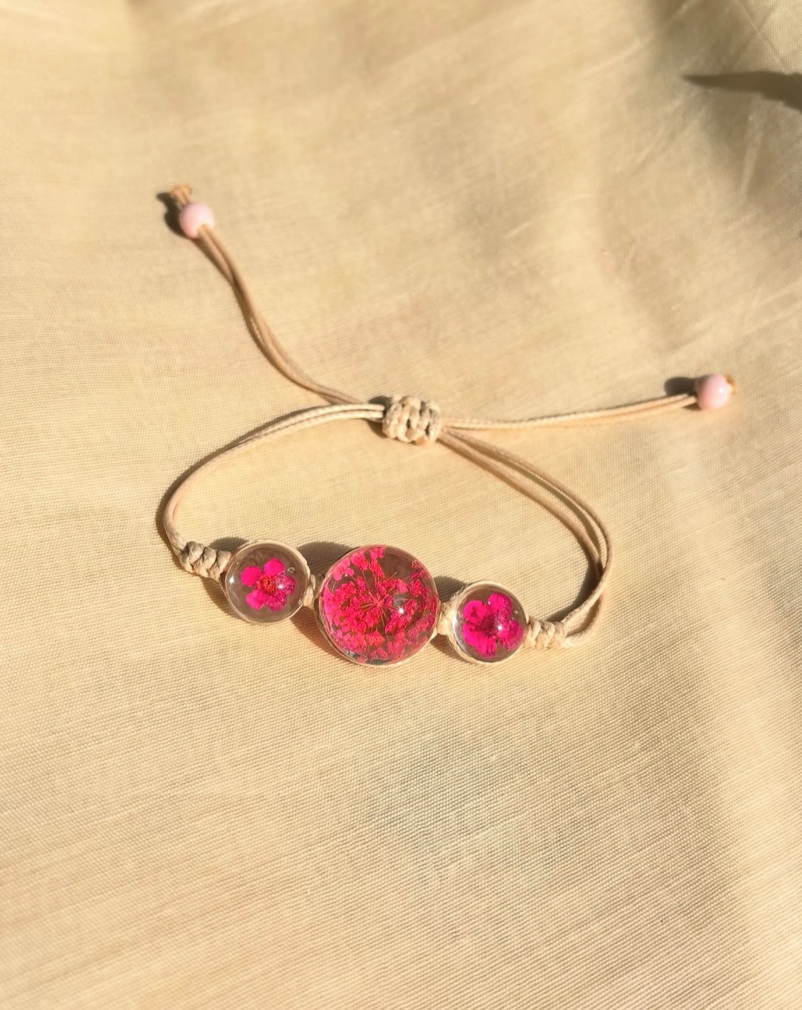 Pink Ammi Majus Floral Bracelet