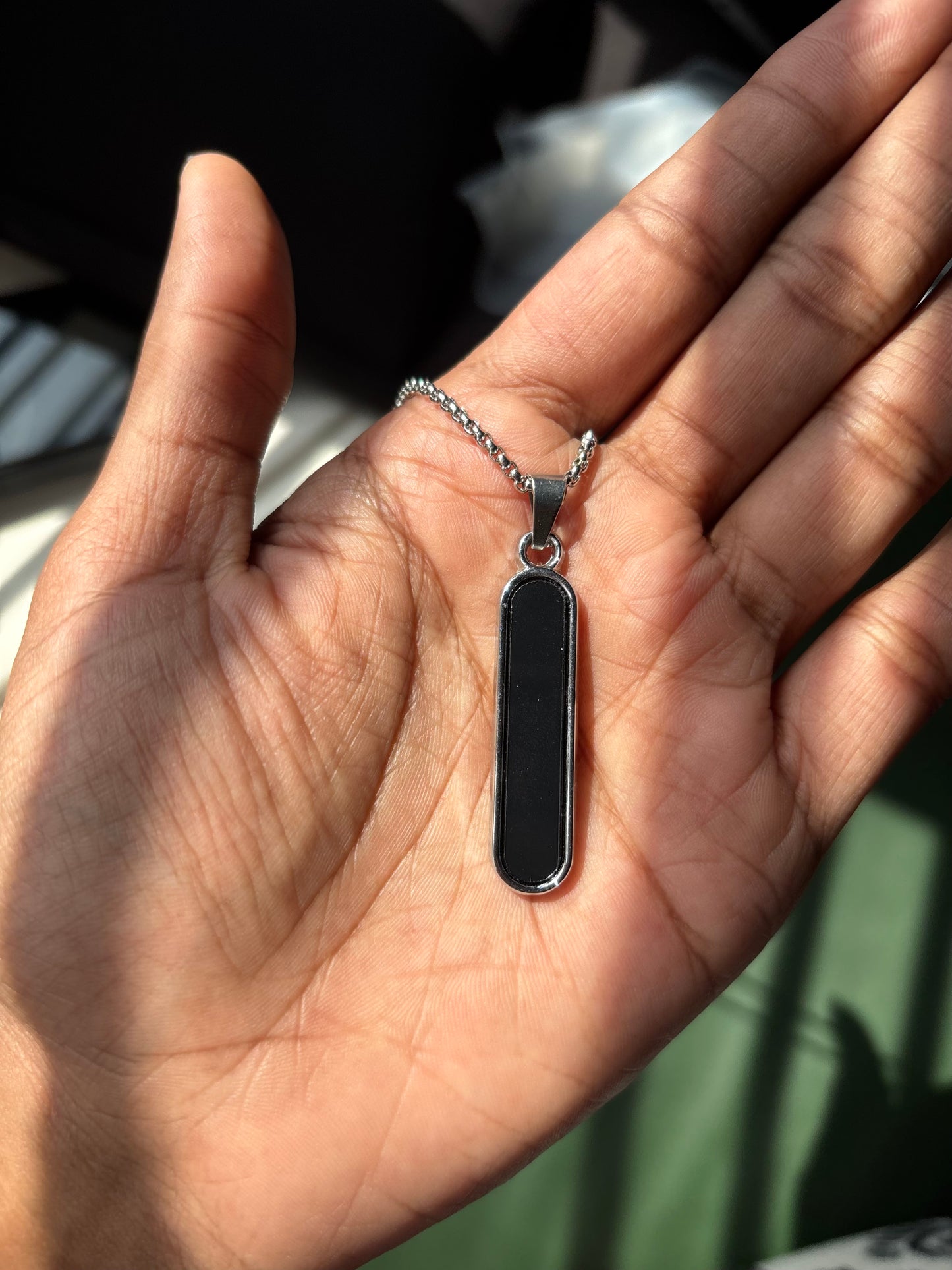 Black Stylish pendent with stainless steel chain