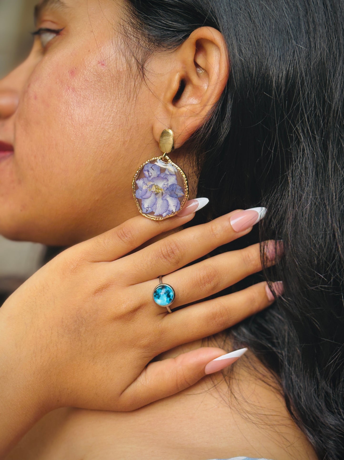 Delphinium Flower Earrings