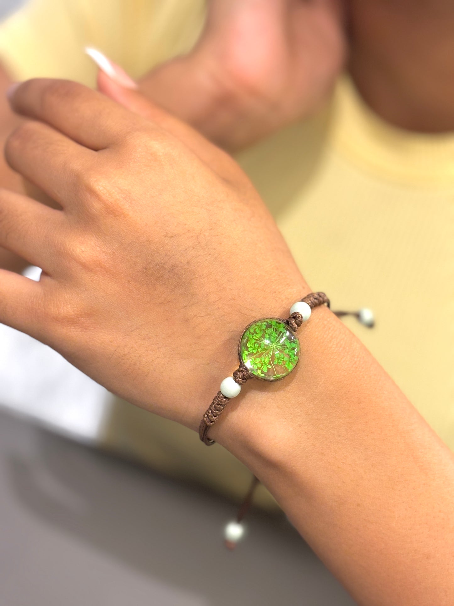 Green Anne Lace Flower Bracelet