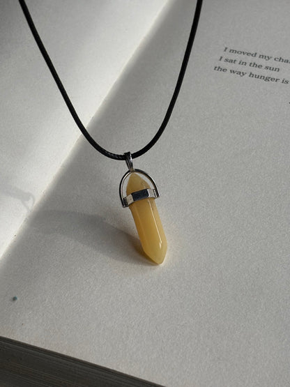Yellow Resin Crystal pendant with Black Thread