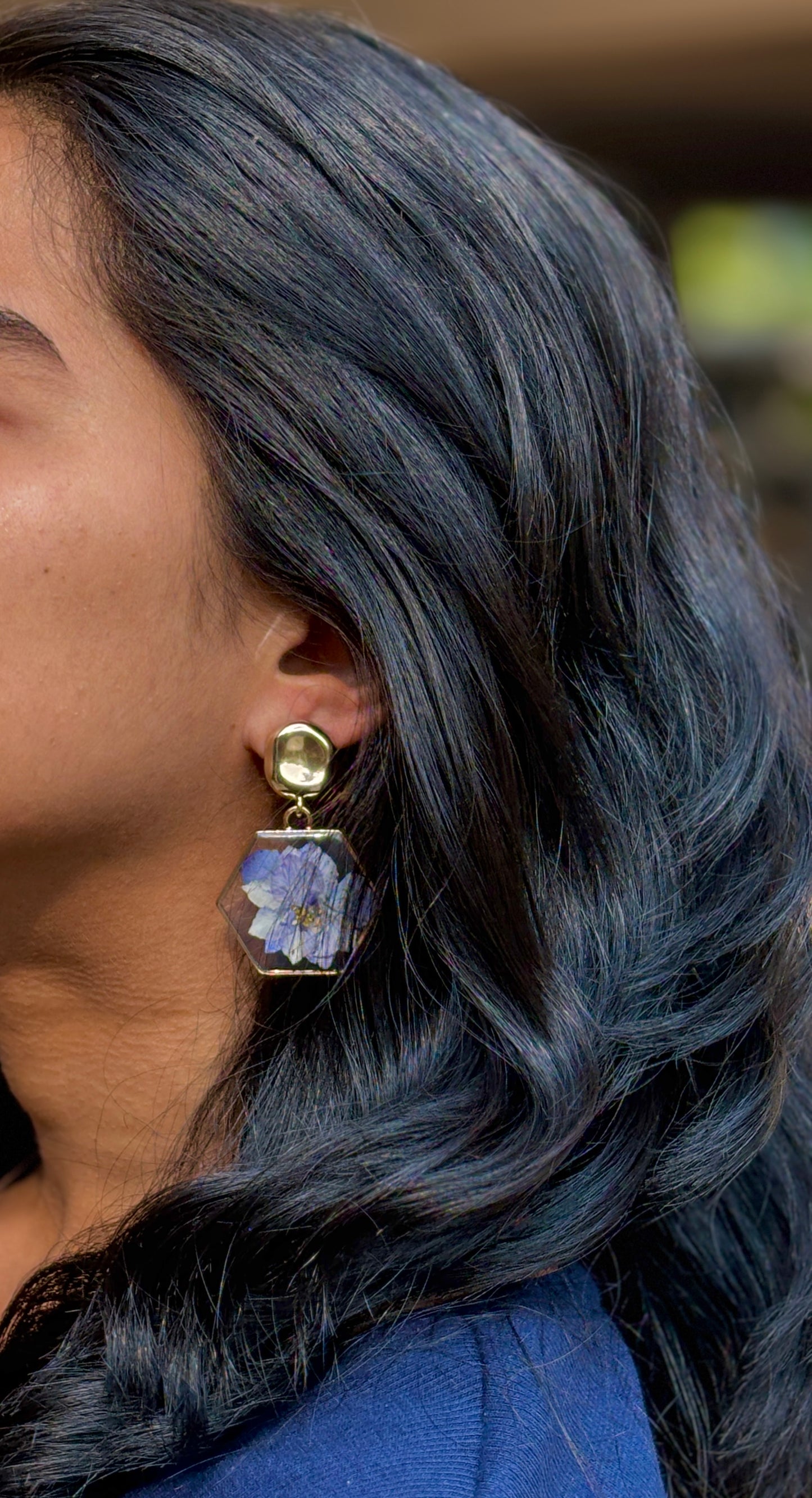 Purple delphinium Earrings