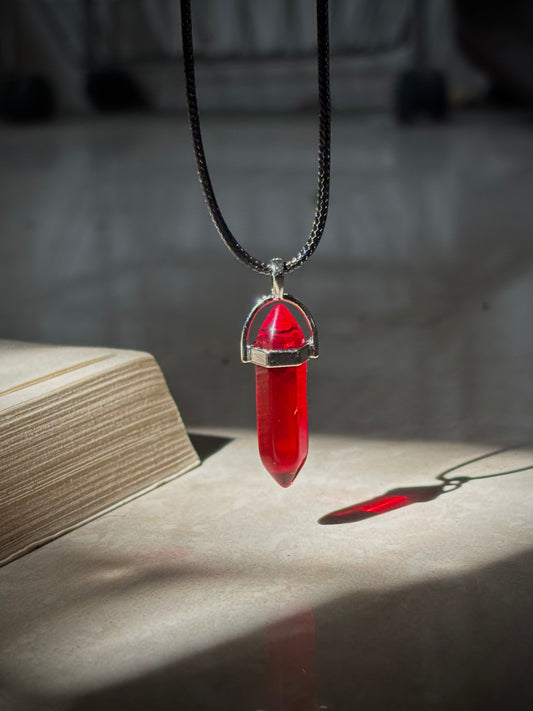 Red Crystal pendant with Thread