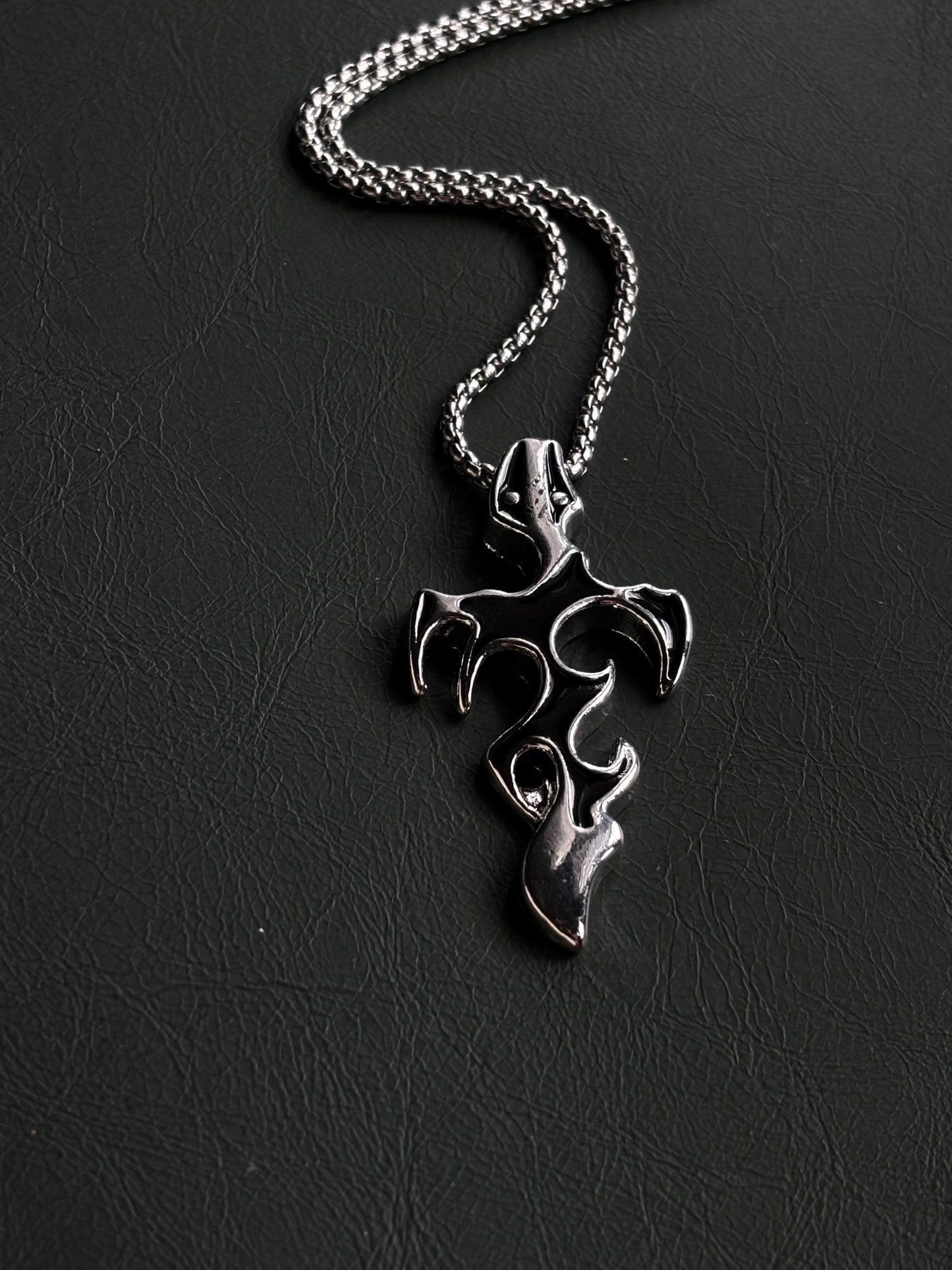 Flame Cross pendent with Stainless steel Chain