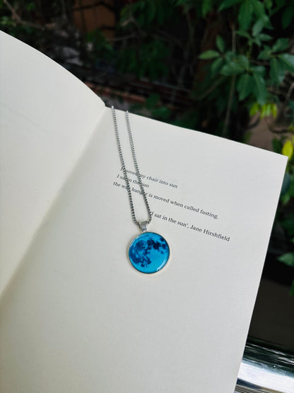 Blue Moon pendant with stainless steel chain