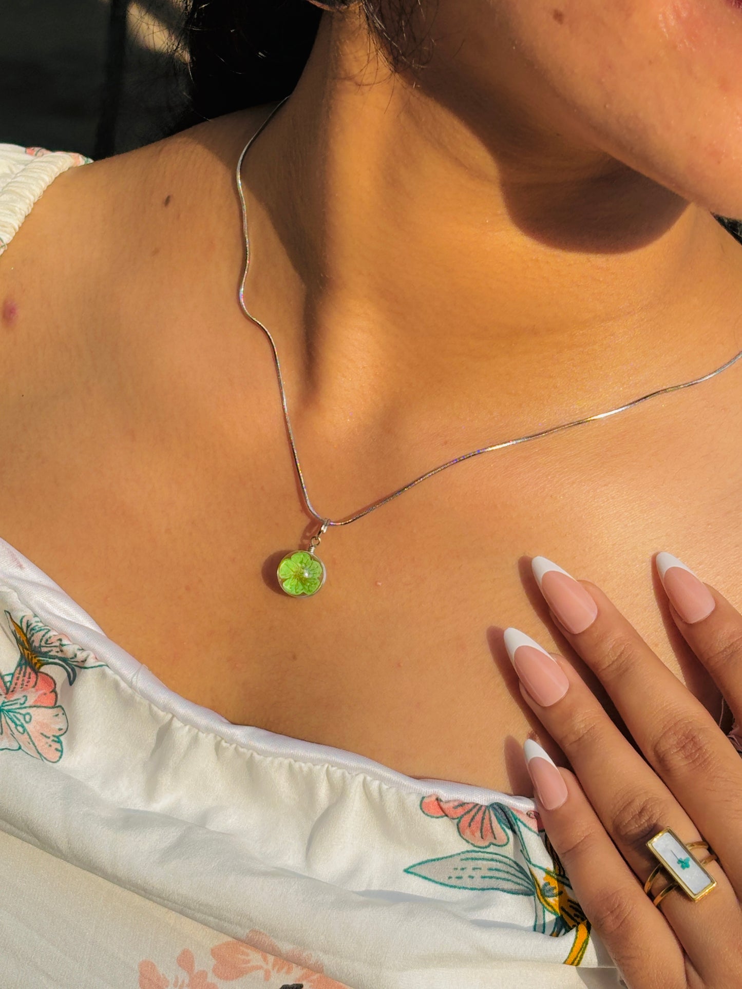 Green Plum Flower Pendant